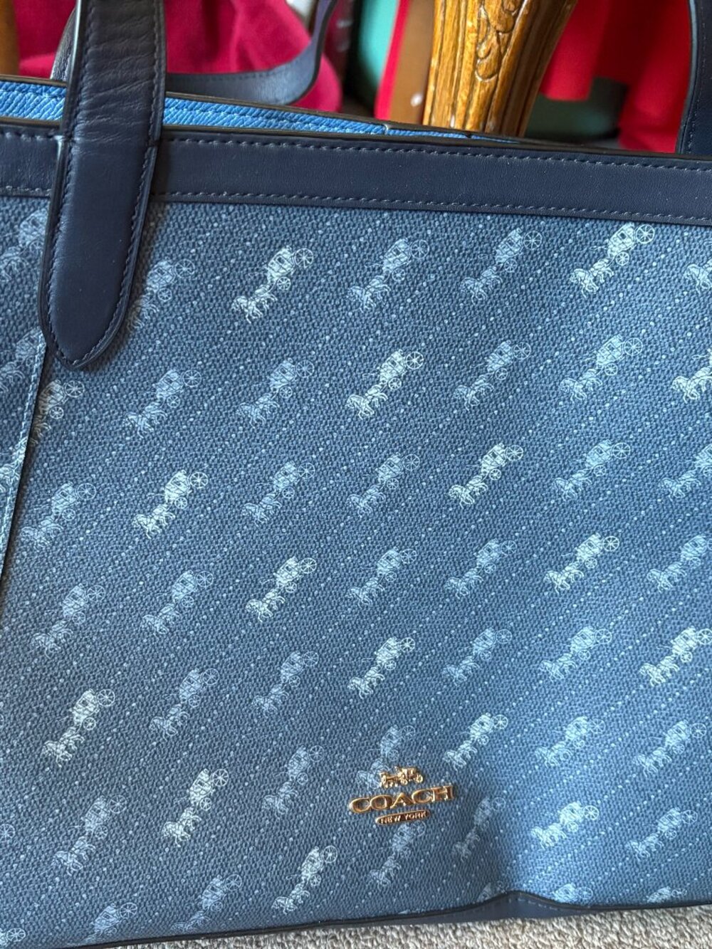 Navy and lighter color COACH shoulder bag